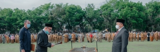 INSPEKTUR ACEH TAMIANG DILANTIK MENJADI SEKDA ACEH TAMIANG PADA APEL GABUNGAN ASN/PDPK